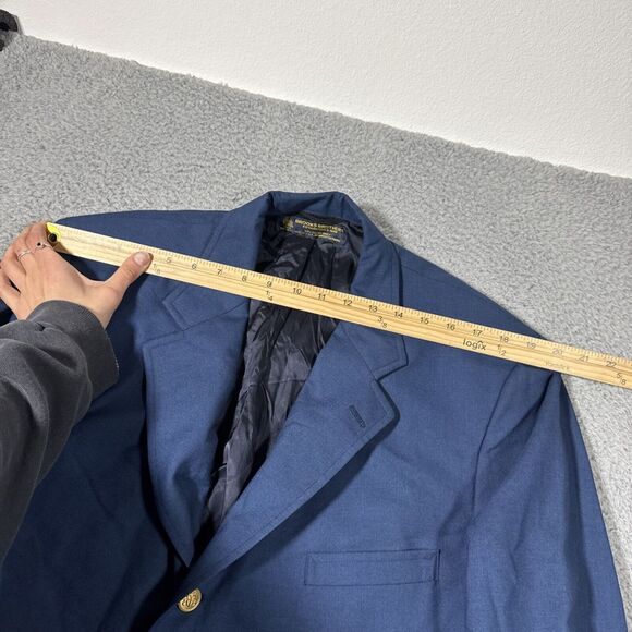 VTG Brooks Brothers Men 44 MLG Pocket Navy Blazer Ivy Style USA Gold Button Wool - Picture 7 of 16